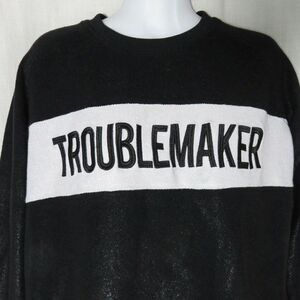 Zoe Karssen Troublemaker Sweatshirt Black White Crewneck Shiny Small